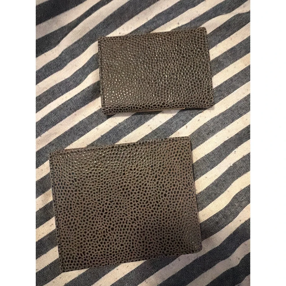 Vintage Virgin Luggage Wallet and Card Holder Set Made in England Brown Pebbled